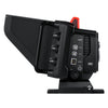 Blackmagic Design Studio Camera 4K Pro G2 with MFT mount, side view showing professional broadcast camera features and controls.