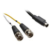 AJA S-Video to dual BNC breakout cable with connectors, used for professional video signal transmission.