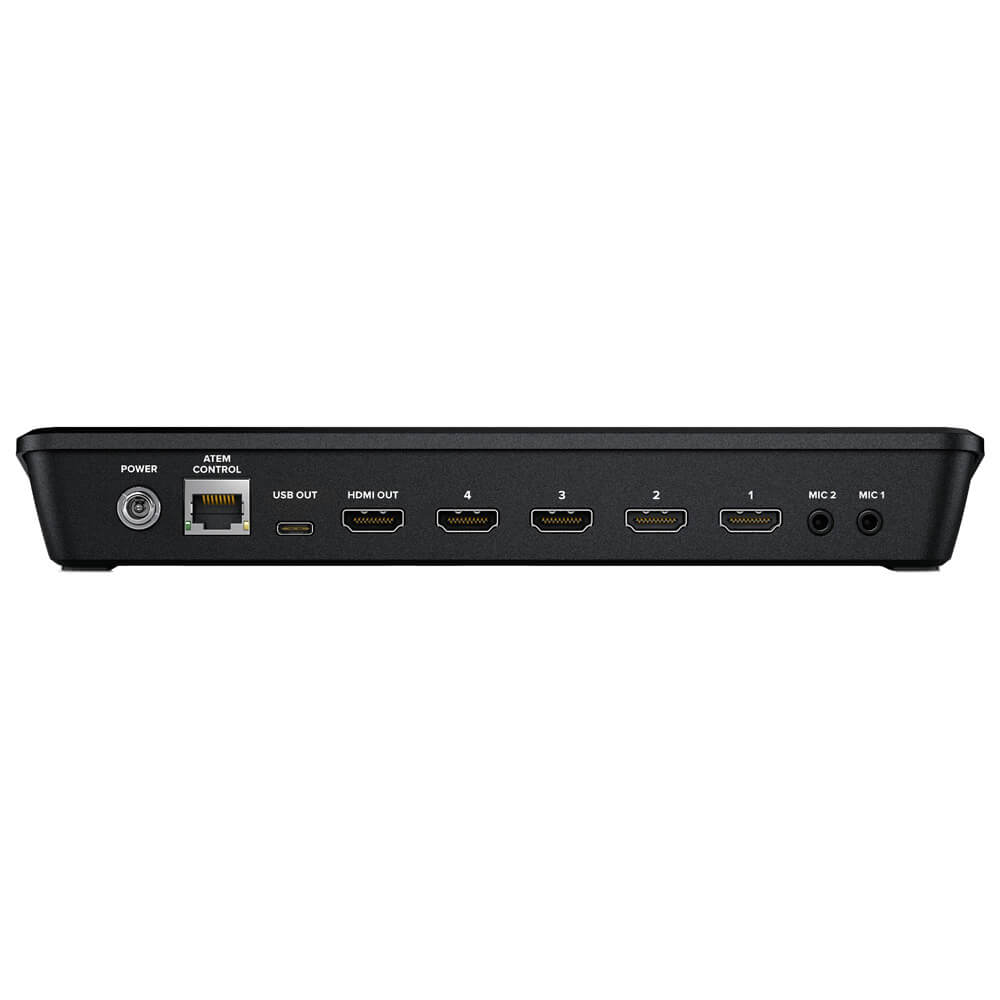 Rear view of Blackmagic Design ATEM Mini Pro HDMI live stream switcher showing input ports and controls. – image 3