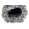 Azden SWS-15 furry windshield cover for audio accessories, shown from the side, designed to reduce wind noise during recordings.