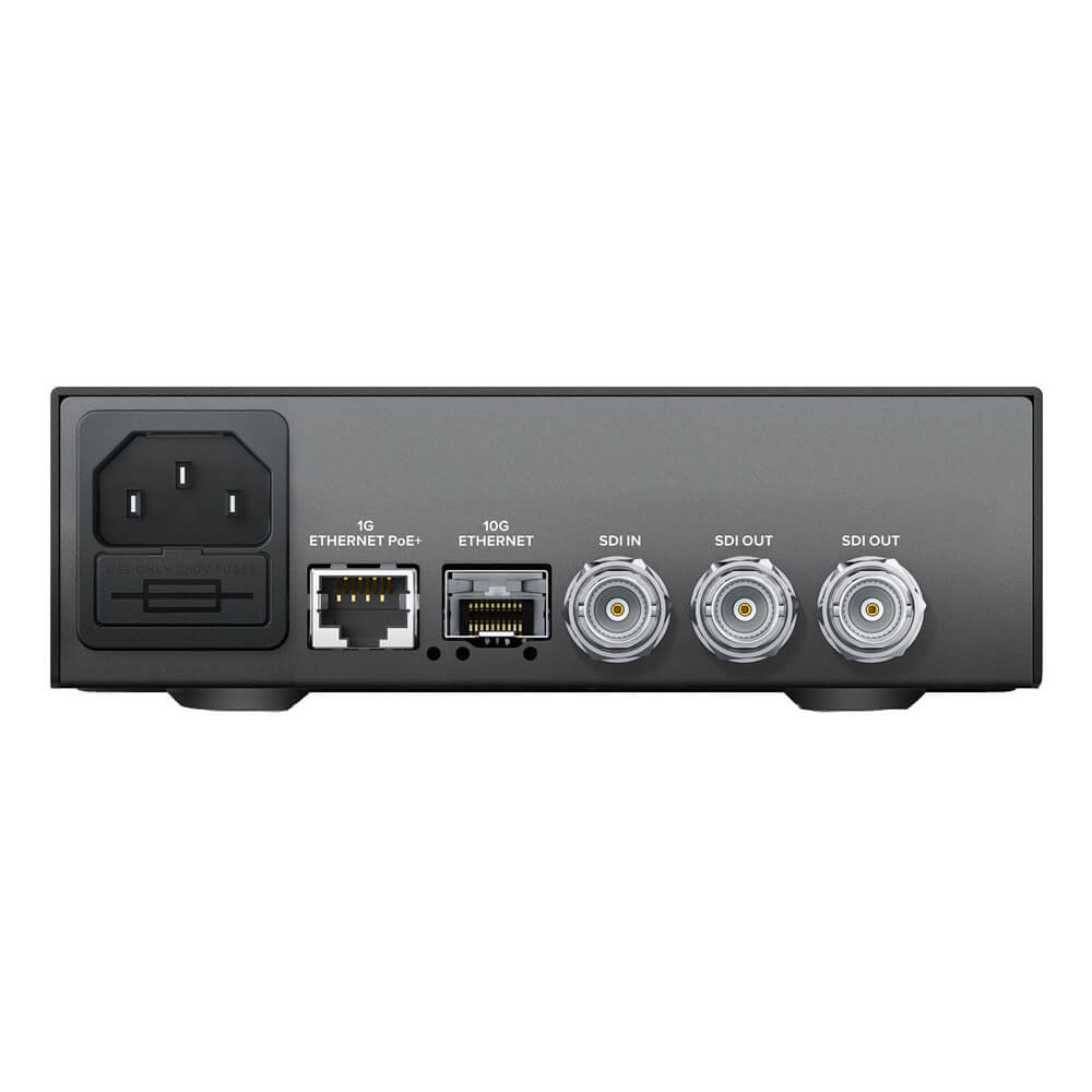 Blackmagic Design Teranex Mini IP Video 12G back view showing input and output ports on the compact video converter. – image 2