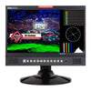 Datavideo TLM-170V 17-inch ScopeView production monitor showing screen display and control buttons for professional video production.