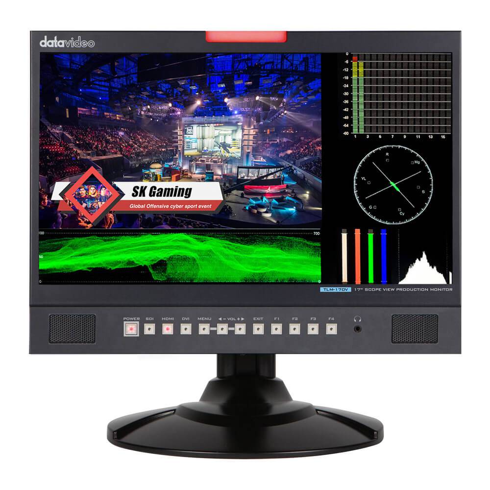 Datavideo TLM-170V 17-inch ScopeView production monitor showing screen display and control buttons for professional video production. – image 1