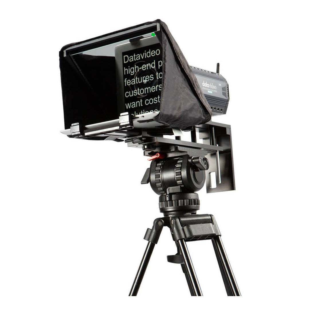 Datavideo TP-300 teleprompter kit with iPad and Android tablet mount for video cameras, featuring clear glass and adjustable stand. – image 1