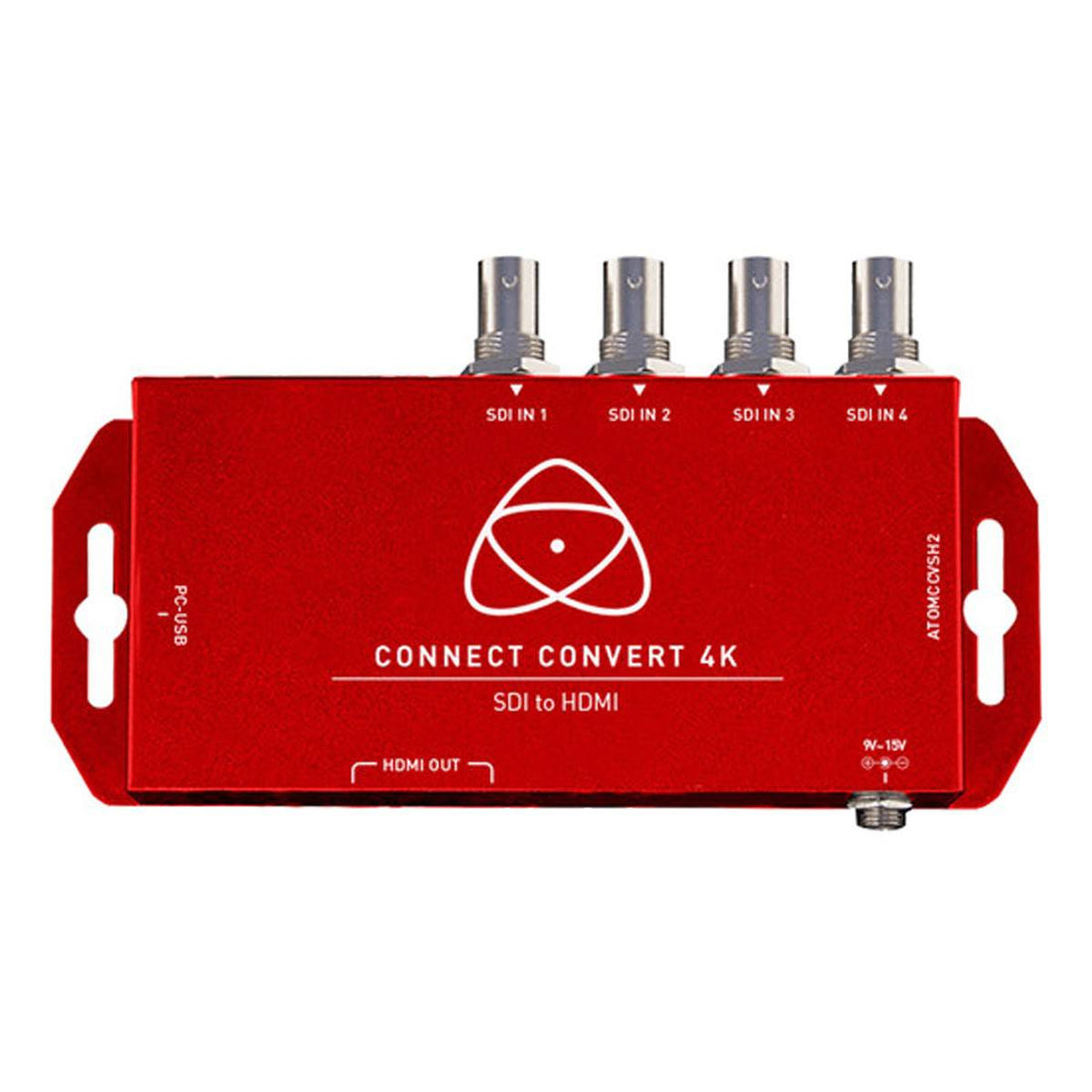 Atomos Connect Convert 4K SDI to HDMI video converter with scaling and overlay features, shown with cables and ports. – image 1