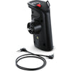 Blackmagic Design URSA Mini camera handgrip attached, showing ergonomic grip and mounting features for professional video cameras.