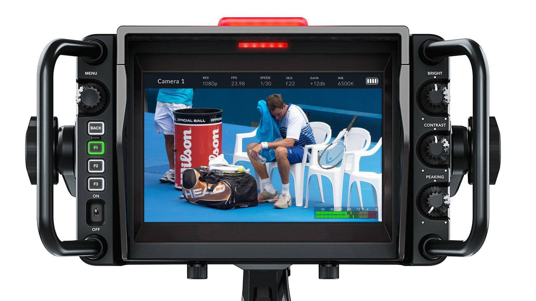 Blackmagic Design URSA Studio Viewfinder showing rear UI with controls and display for professional camera monitoring. – image 4