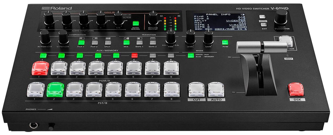 Roland V-60HD Multi-Format HD Video Switcher with multiple input ports and control panel for professional video production. – image 1