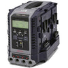IDX System Technology VAL-4Si 4-channel Li-ion V-mount battery charger for video cameras, shown with multiple V-mount batteries.