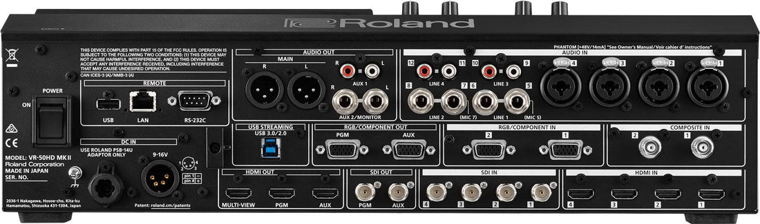 Roland VR-50HD MK II multi-format AV mixer with multiple inputs, control knobs, and USB 3.0 streaming port on the back panel. – image 5