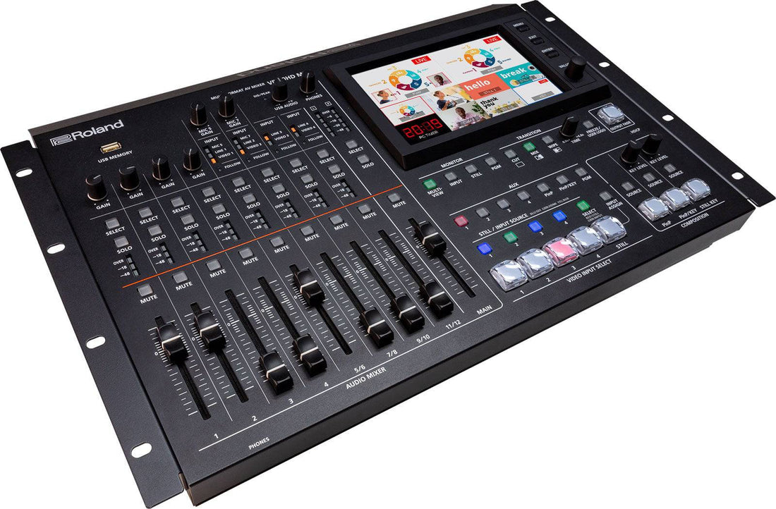 Roland Rack Mount Kit for VR-50HD MK II, showcasing the kit from a left diagonal view on a mounting surface. – image 2