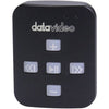 Datavideo WR-500 Bluetooth and wired remote control for TP Series teleprompters, shown in black with buttons and display screen.