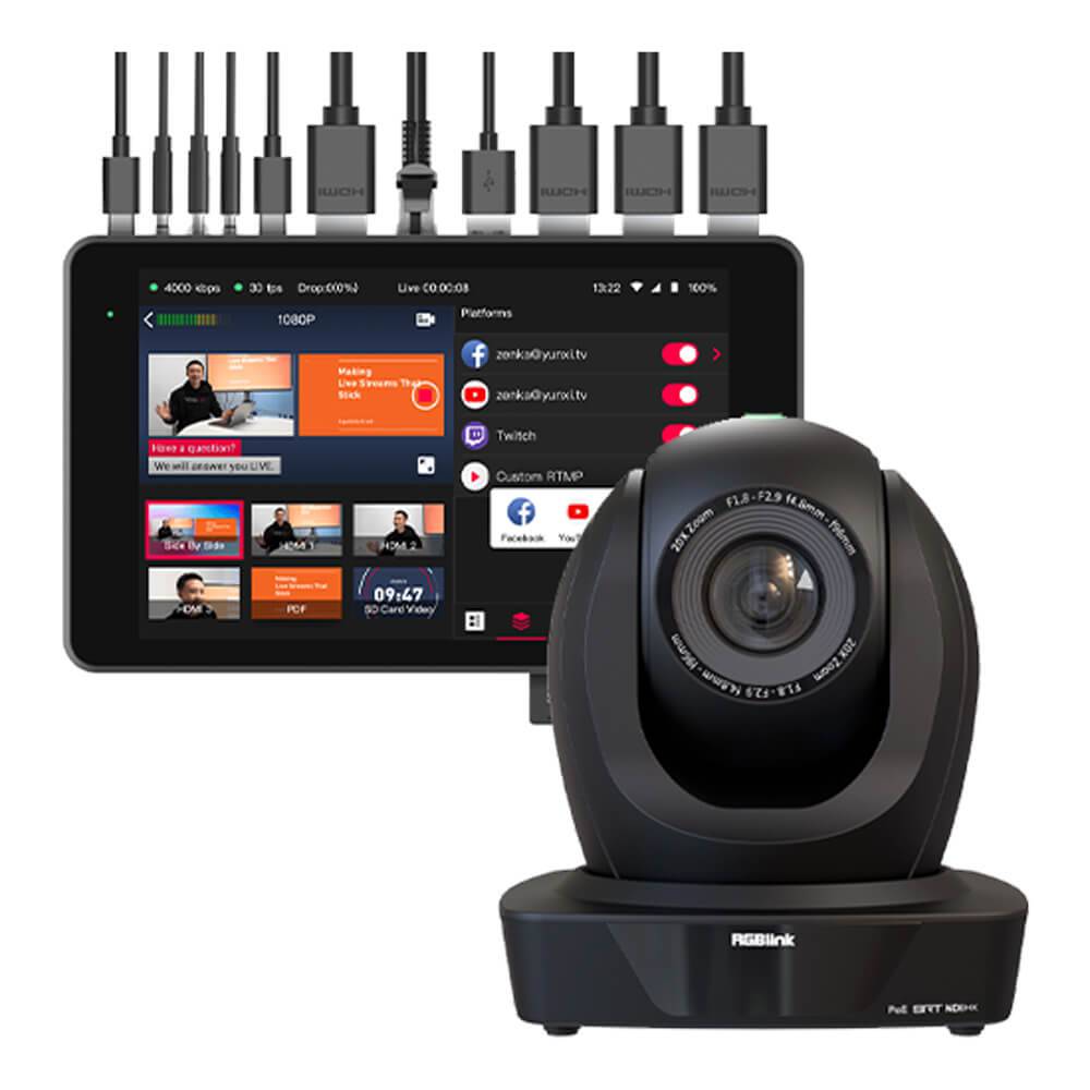 YoloLiv YoloBox Pro and RGBlink VUE 20x PTZ camera bundle with YoloLiv branded PTZ camera and portable streaming device – image 1