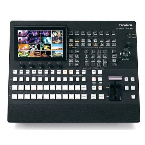 Panasonic HD/SD multi-format live video switcher with multiple input options and control panel for professional broadcasting. – image 1